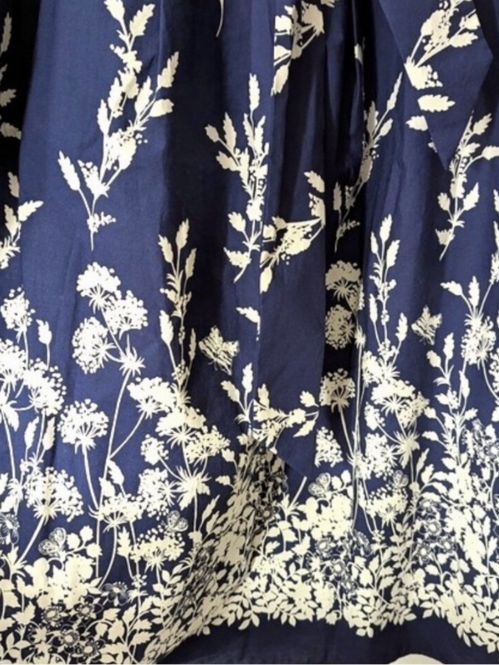 Talbots The Piper Patio Skirt Navy Floral Midi Skirt with Tie Waist 100% Cotton - Picture 12 of 16